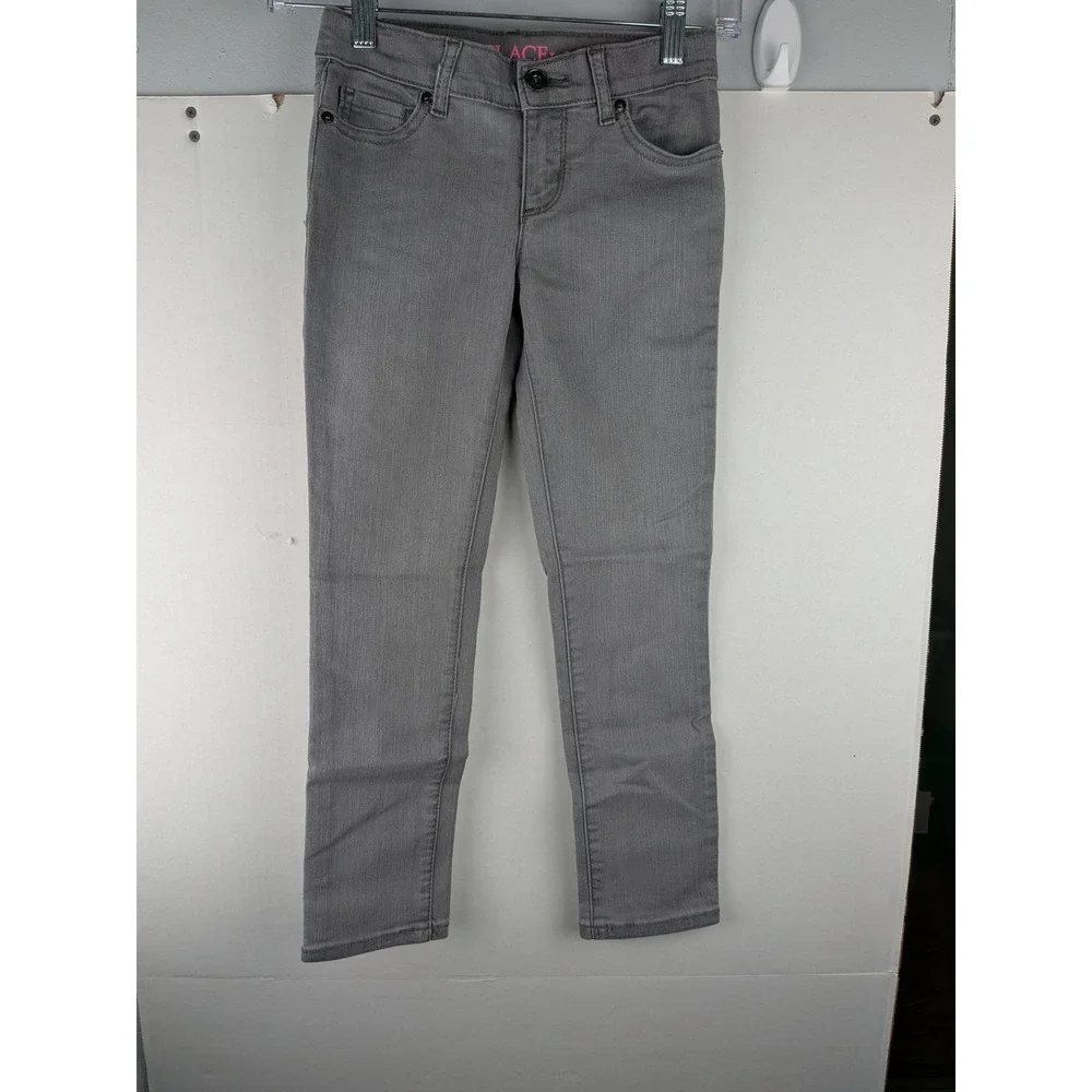 The Childrens Place Girls Super Skinny Jeans Gray Stretch Denim Size 6X 7 NWT